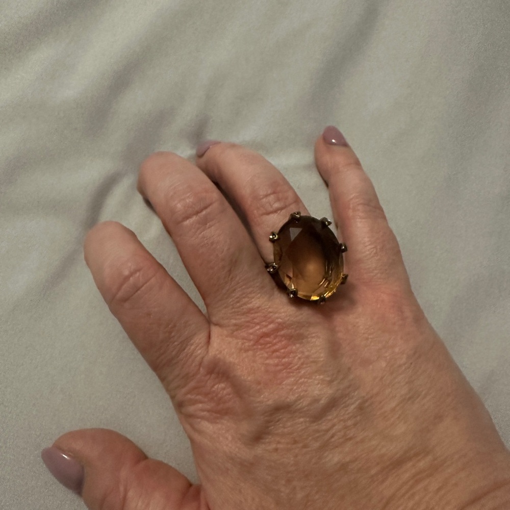 Lia Sophia Gold and Brown Gem Ring